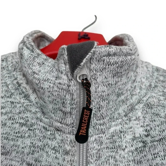 TrailCrest Full-Zip Fleece Jacket Speckled Gray Size L Pockets Cozy Mock Neck - Picture 3 of 9